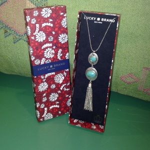NWT Turquoise/silver tassel necklace
